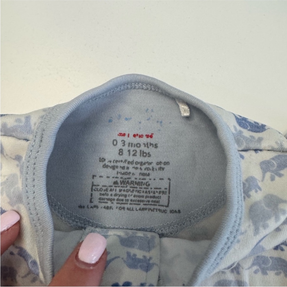 Blue Elephant Print Kids One Piece - Picture 2 of 2